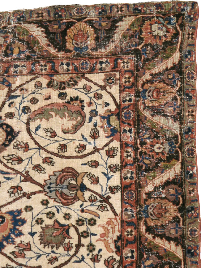 Antique Persian Tabriz Distressed Rug, No.8114 - Staging