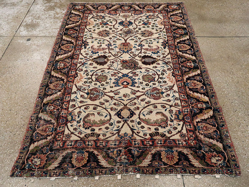 Antique Persian Tabriz Distressed Rug, No.8114 - Staging