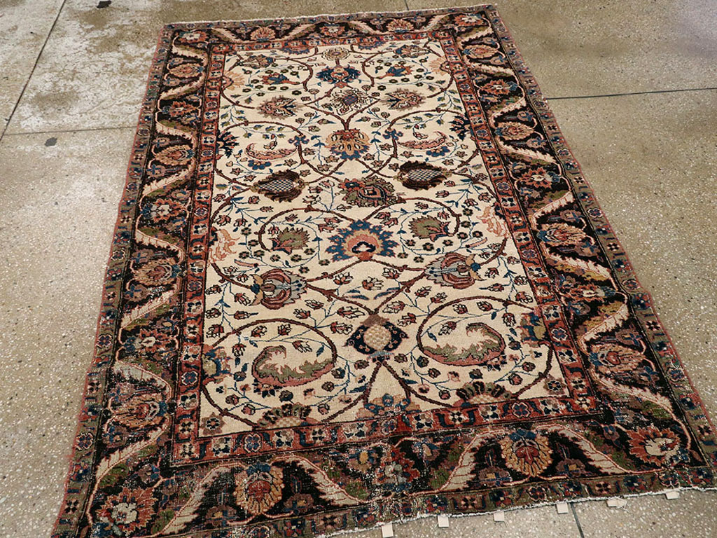 Antique Persian Tabriz Distressed Rug, No.8114 - Staging