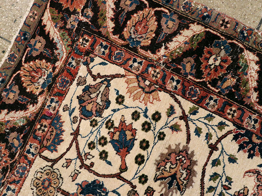 Antique Persian Tabriz Distressed Rug, No.8114 - Staging