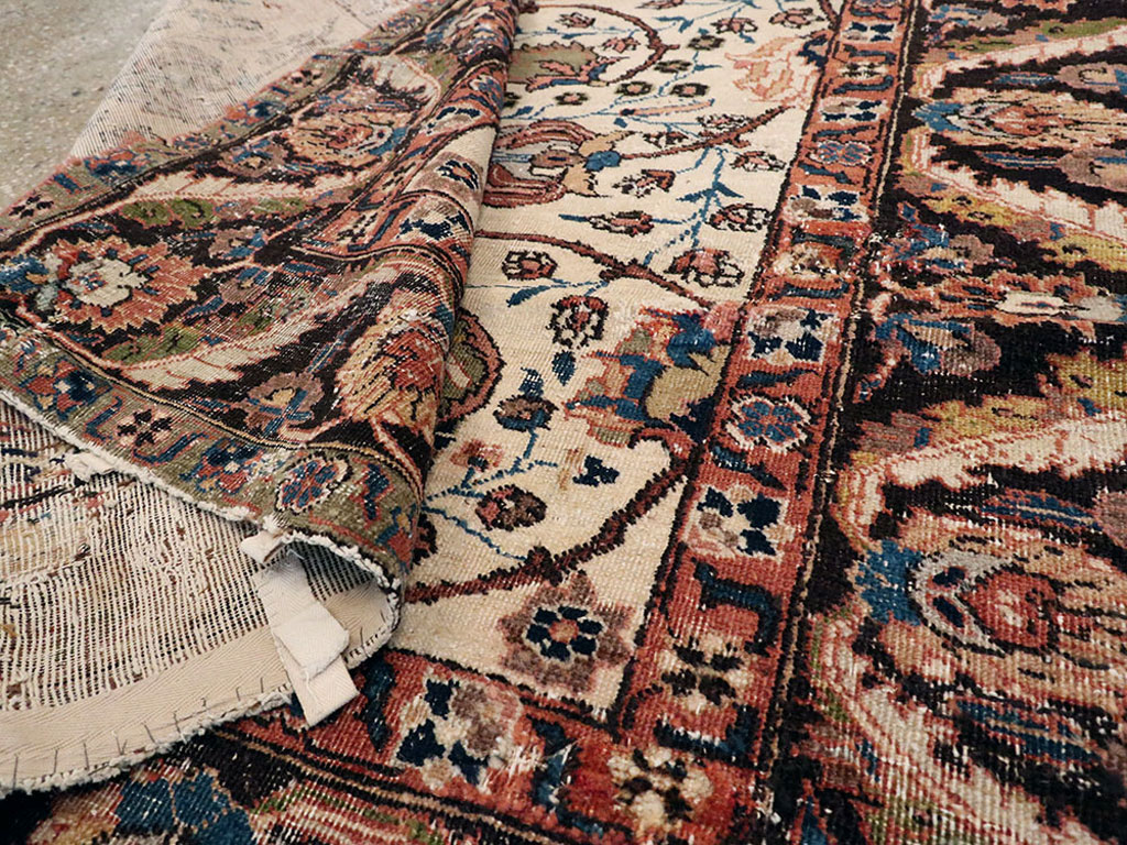 Antique Persian Tabriz Distressed Rug, No.8114 - Staging