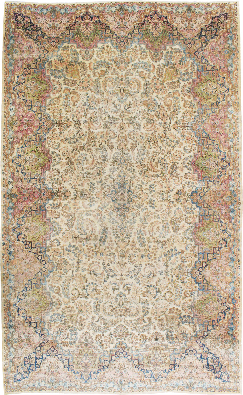 Vintage Persian Kerman Carpet, No.8155 - Staging