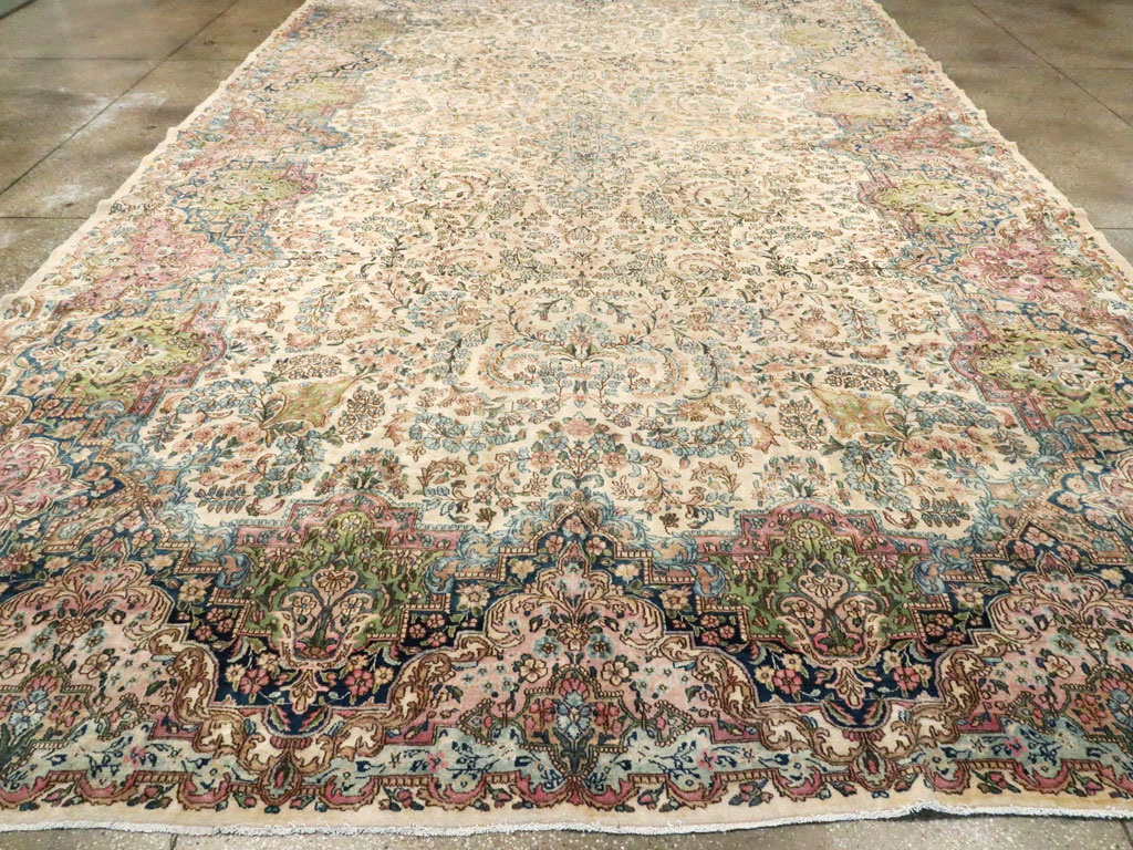 Vintage Persian Kerman Carpet, No.8155 - Staging