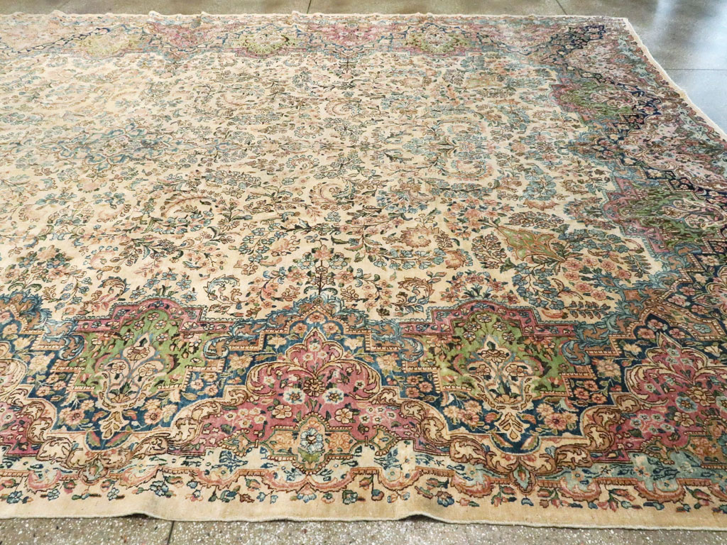 Vintage Persian Kerman Carpet, No.8155 - Staging