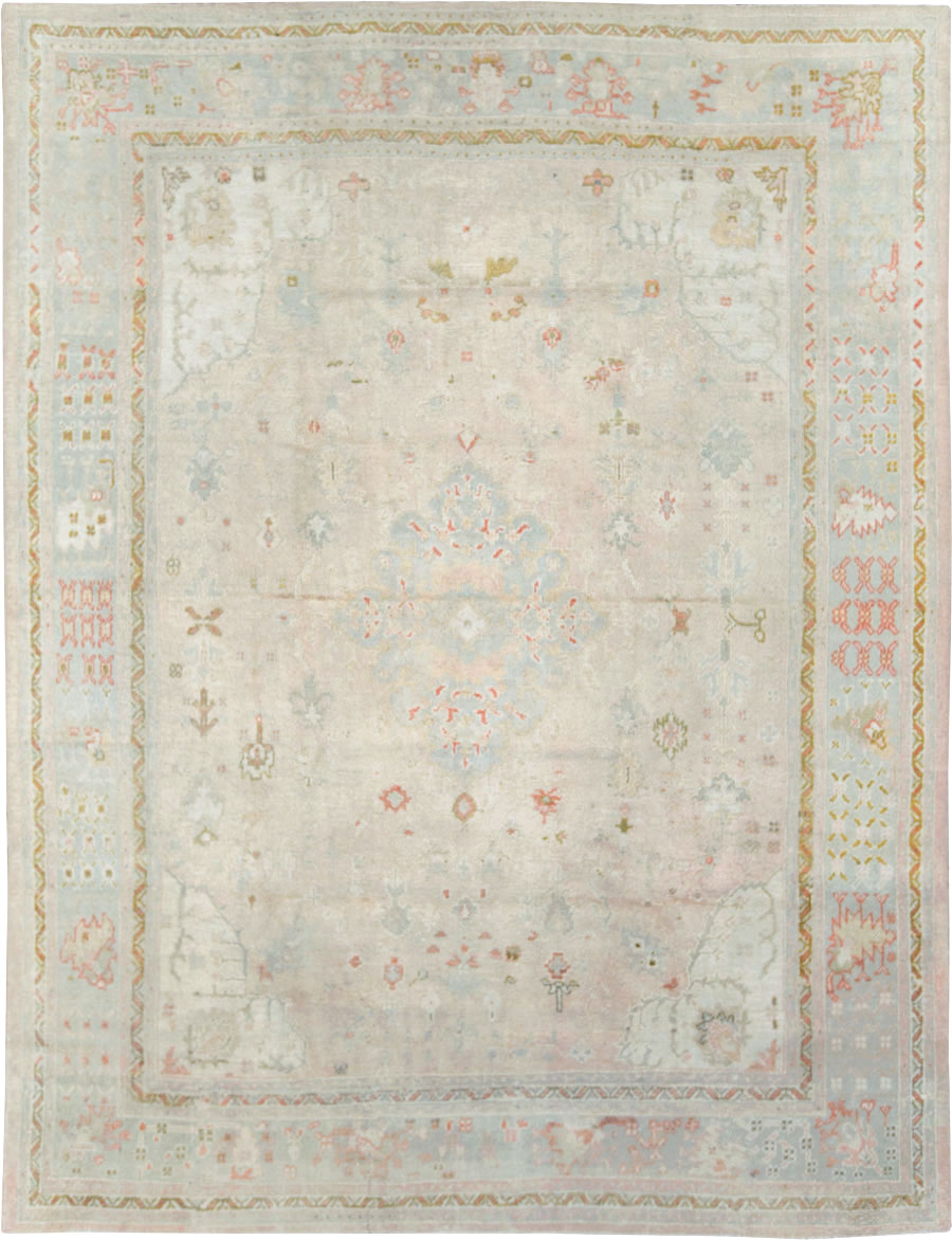 Antique Turkish Oushak Room Size Carpet, No.8192 - Staging