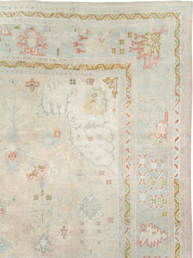 Antique Turkish Oushak Room Size Carpet, No.8192 - Staging