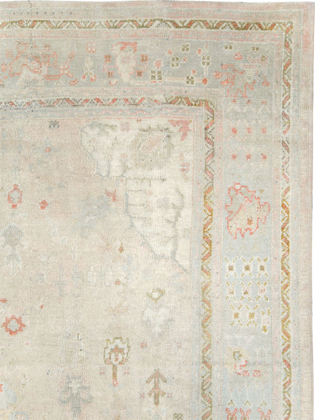 Antique Turkish Oushak Room Size Carpet, No.8192 - Staging