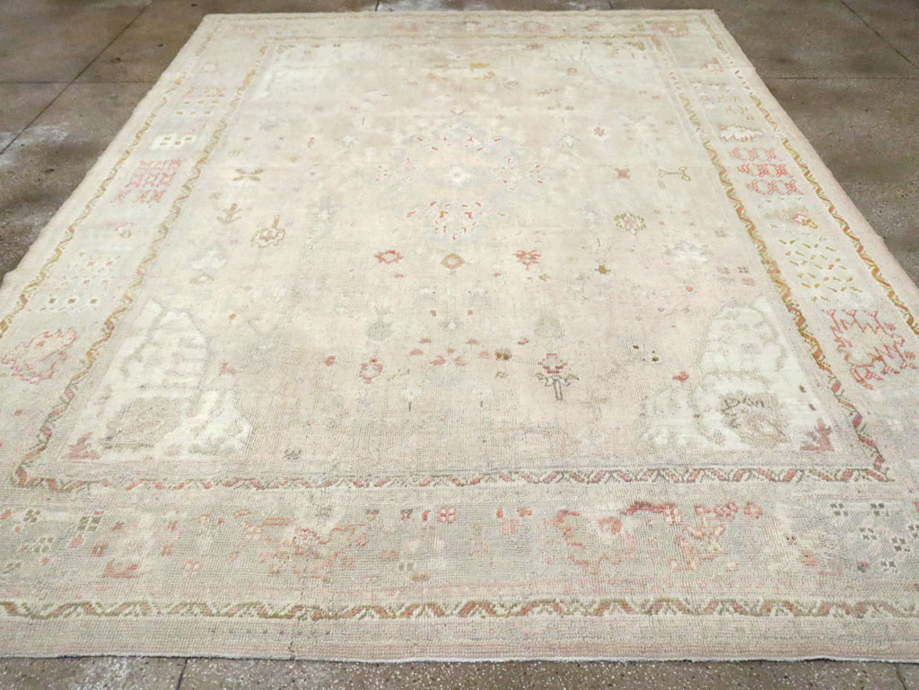 Antique Turkish Oushak Room Size Carpet, No.8192 - Staging