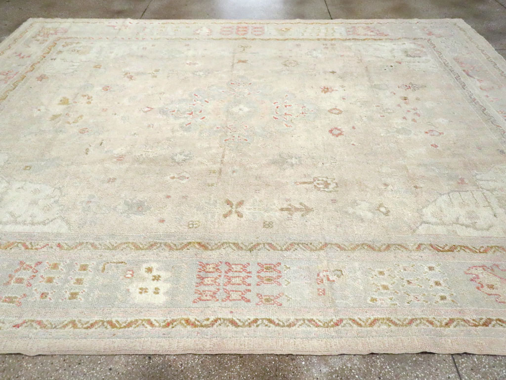 Antique Turkish Oushak Room Size Carpet, No.8192 - Staging