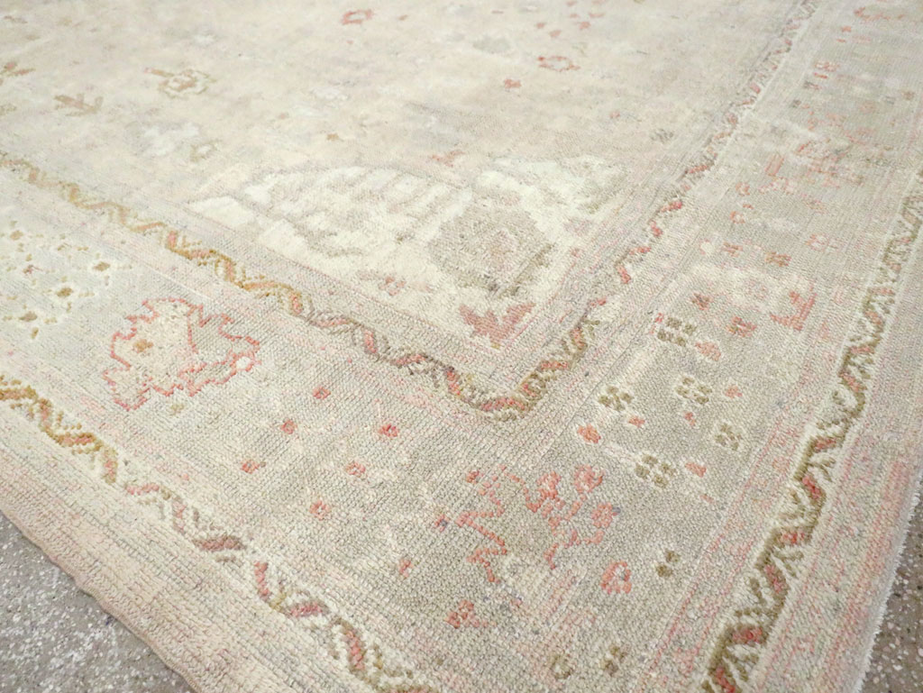 Antique Turkish Oushak Room Size Carpet, No.8192 - Staging