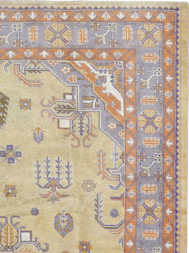 Vintage Turkish Oushak Room Size Carpet, No.8194 - Staging