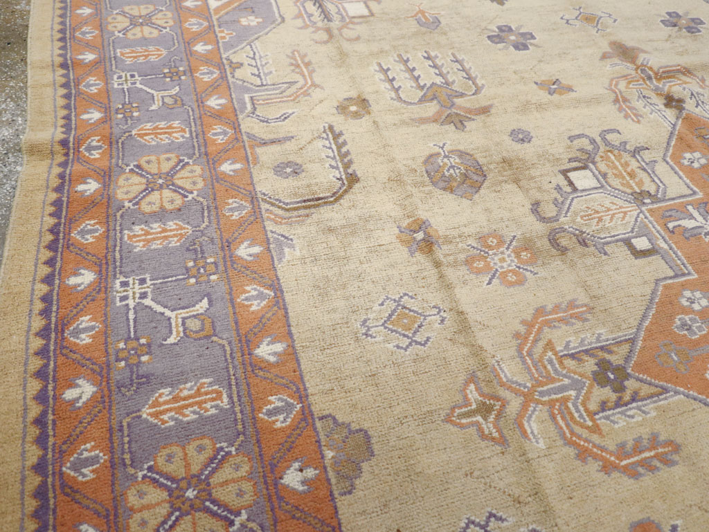 Vintage Turkish Oushak Room Size Carpet, No.8194 - Staging
