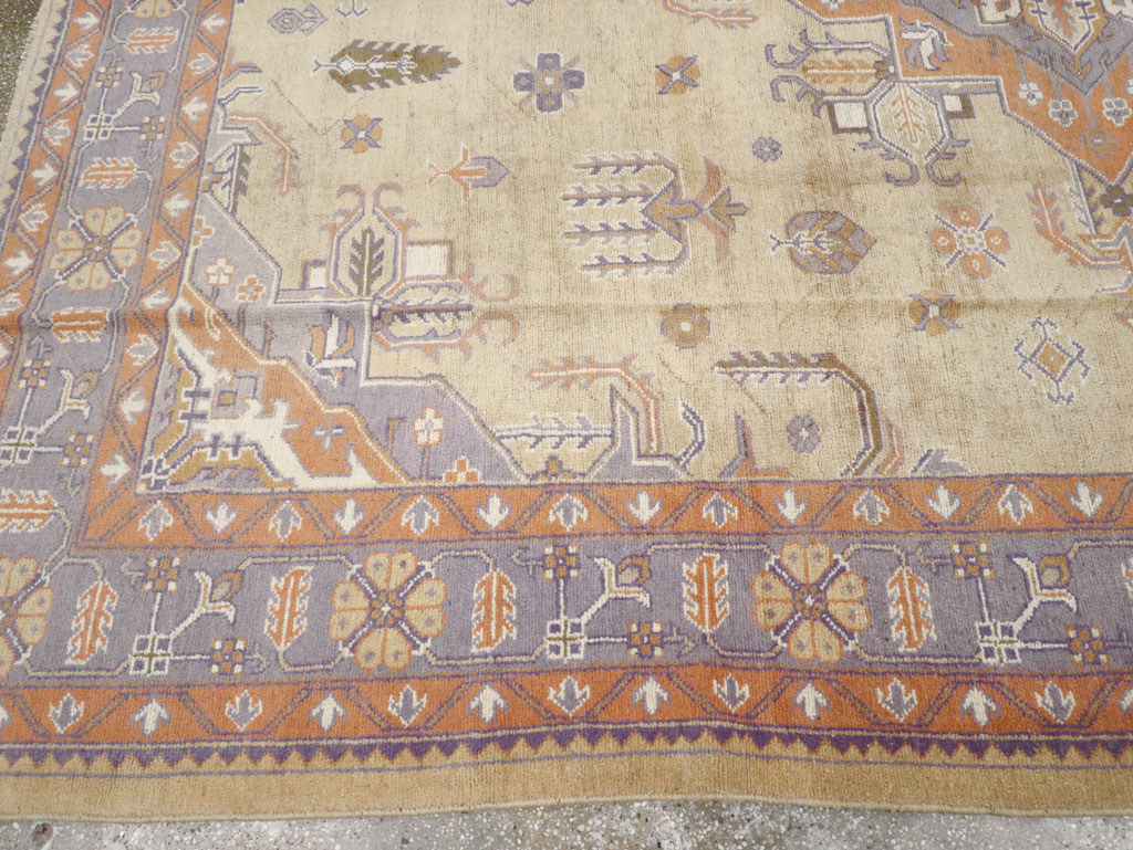 Vintage Turkish Oushak Room Size Carpet, No.8194 - Staging