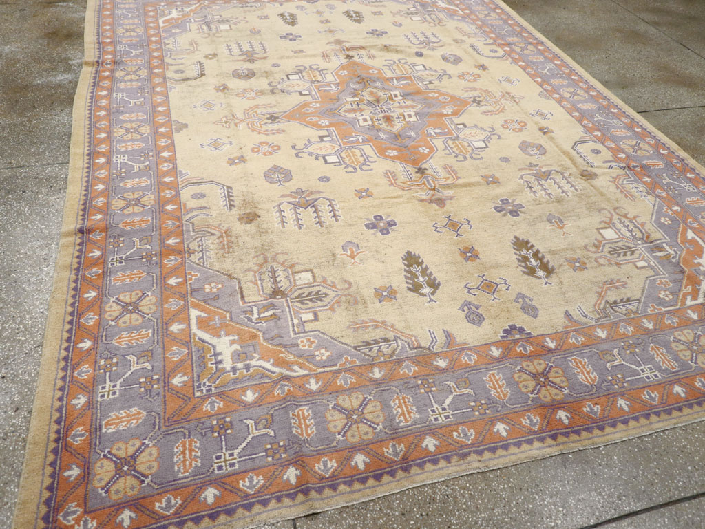 Vintage Turkish Oushak Room Size Carpet, No.8194 - Staging