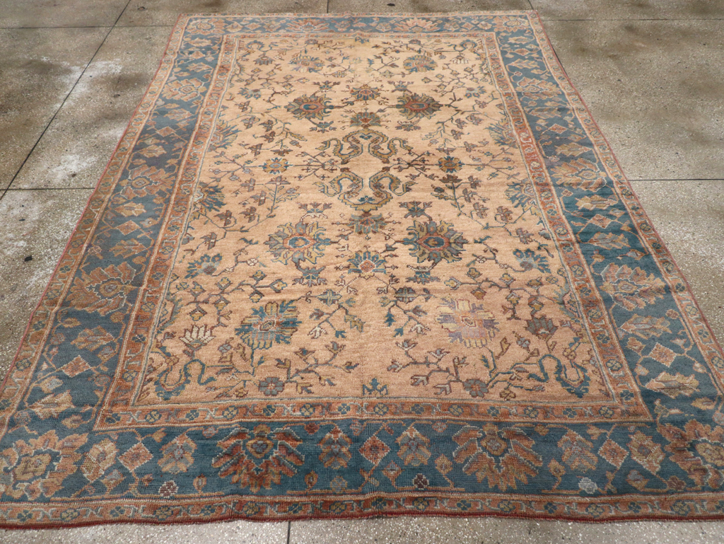 Vintage Turkish Oushak Room Size Carpet, No.8198 - Staging