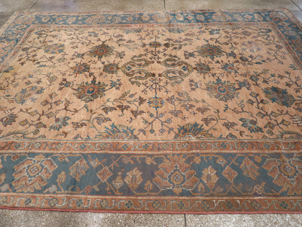 Vintage Turkish Oushak Room Size Carpet, No.8198 - Staging