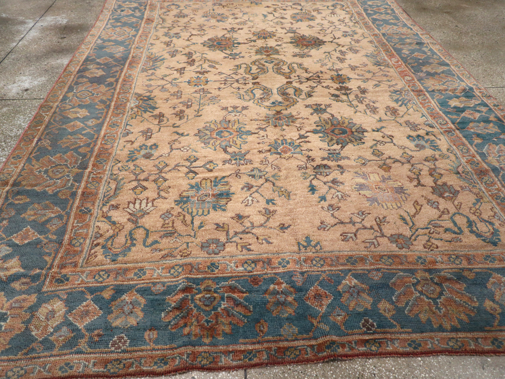 Vintage Turkish Oushak Room Size Carpet, No.8198 - Staging