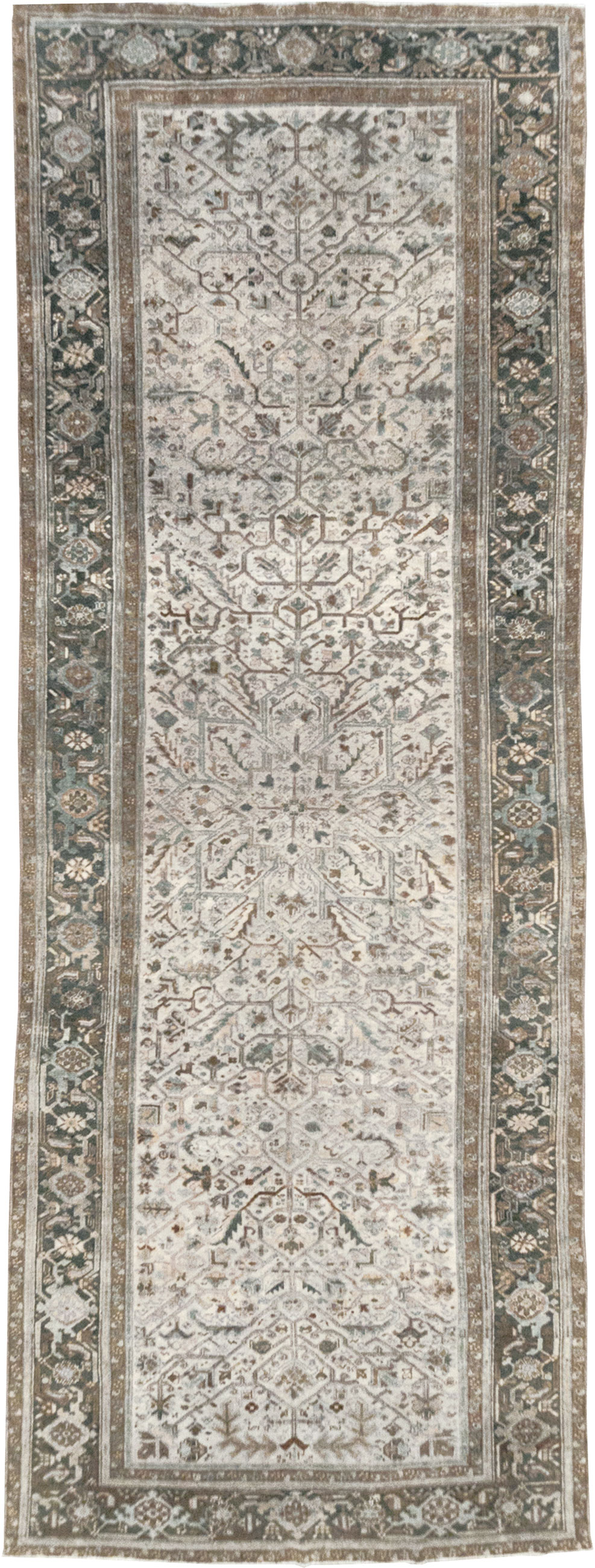 Vintage Persian Heriz Wide Gallery Runner, No.8246 - Staging