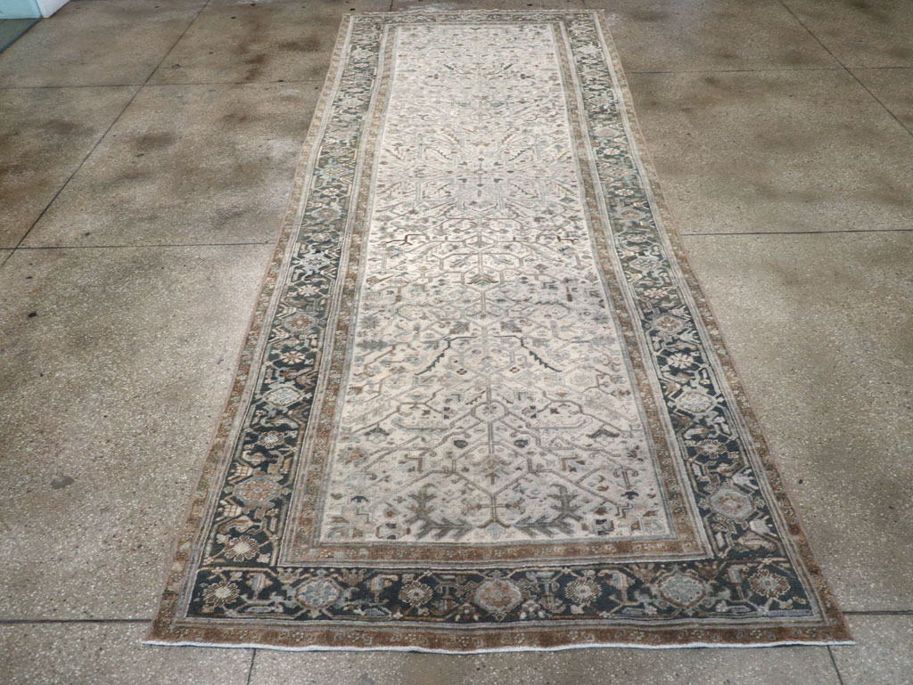 Vintage Persian Heriz Wide Gallery Runner, No.8246 - Staging