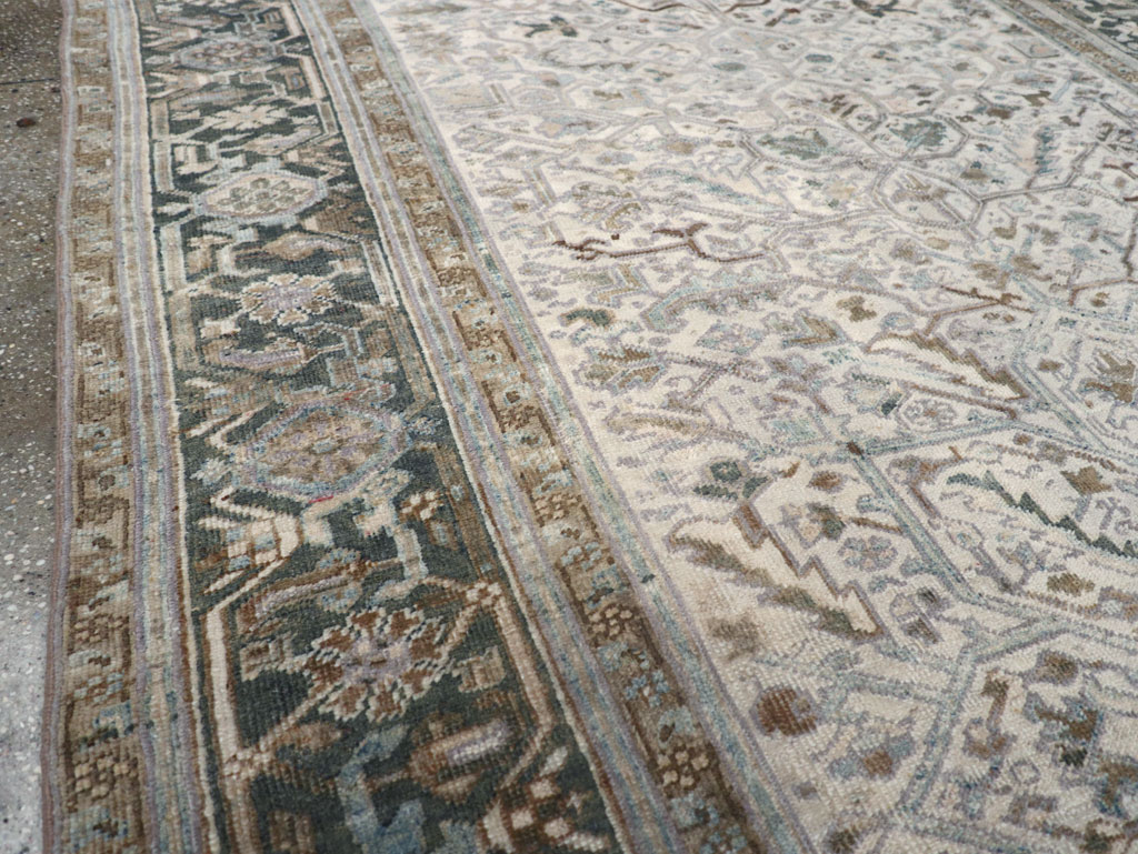 Vintage Persian Heriz Wide Gallery Runner, No.8246 - Staging