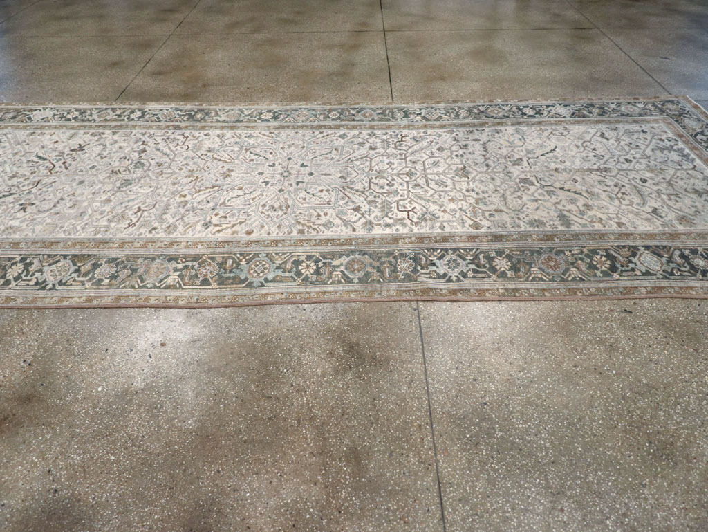 Vintage Persian Heriz Wide Gallery Runner, No.8246 - Staging