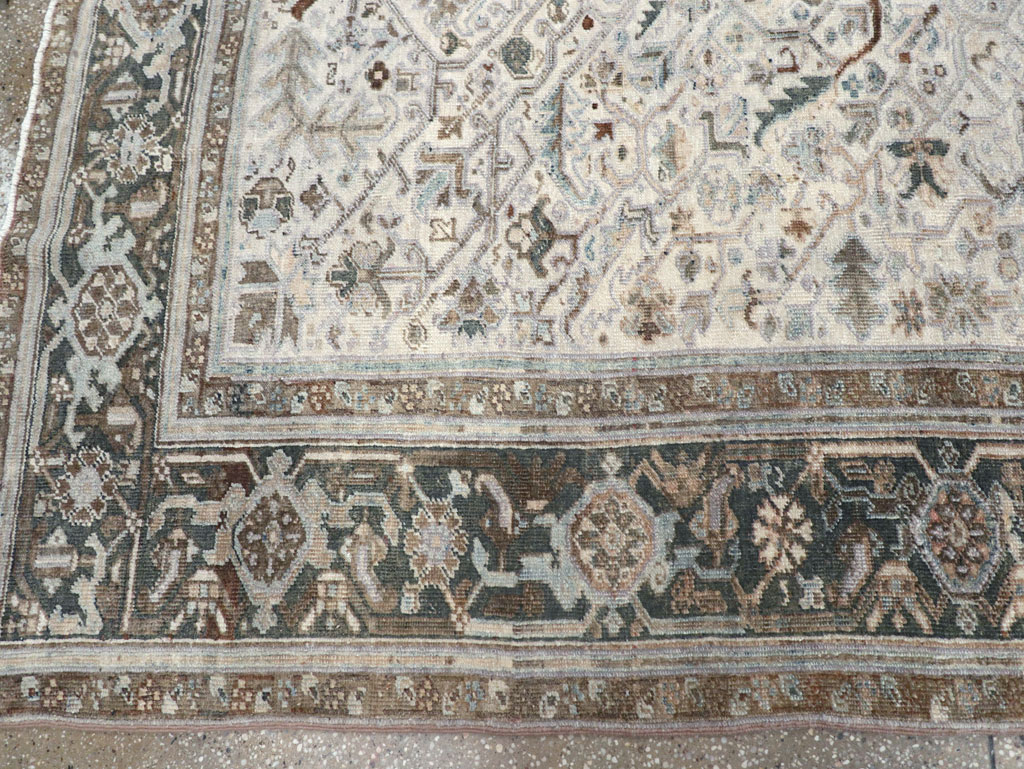 Vintage Persian Heriz Wide Gallery Runner, No.8246 - Staging