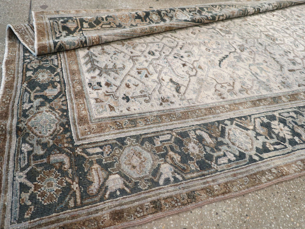 Vintage Persian Heriz Wide Gallery Runner, No.8246 - Staging