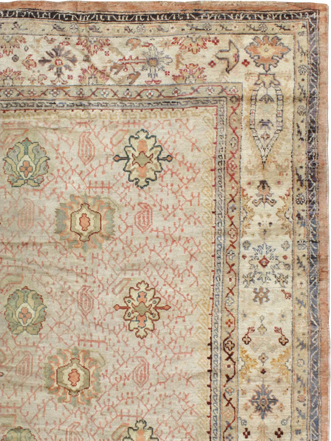 Antique Turkish Oushak Square Carpet, No.8268 - Staging