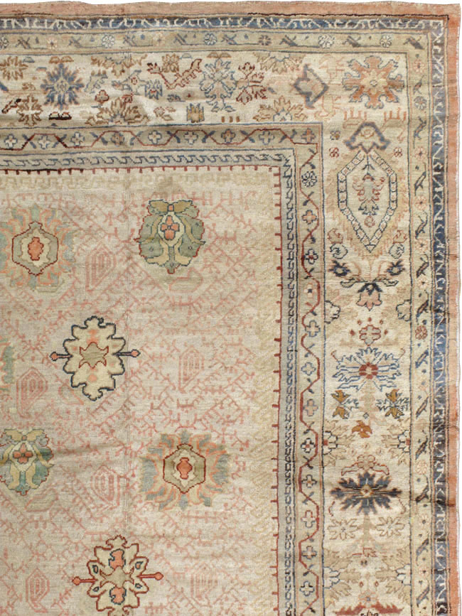 Antique Turkish Oushak Square Carpet, No.8268 - Staging