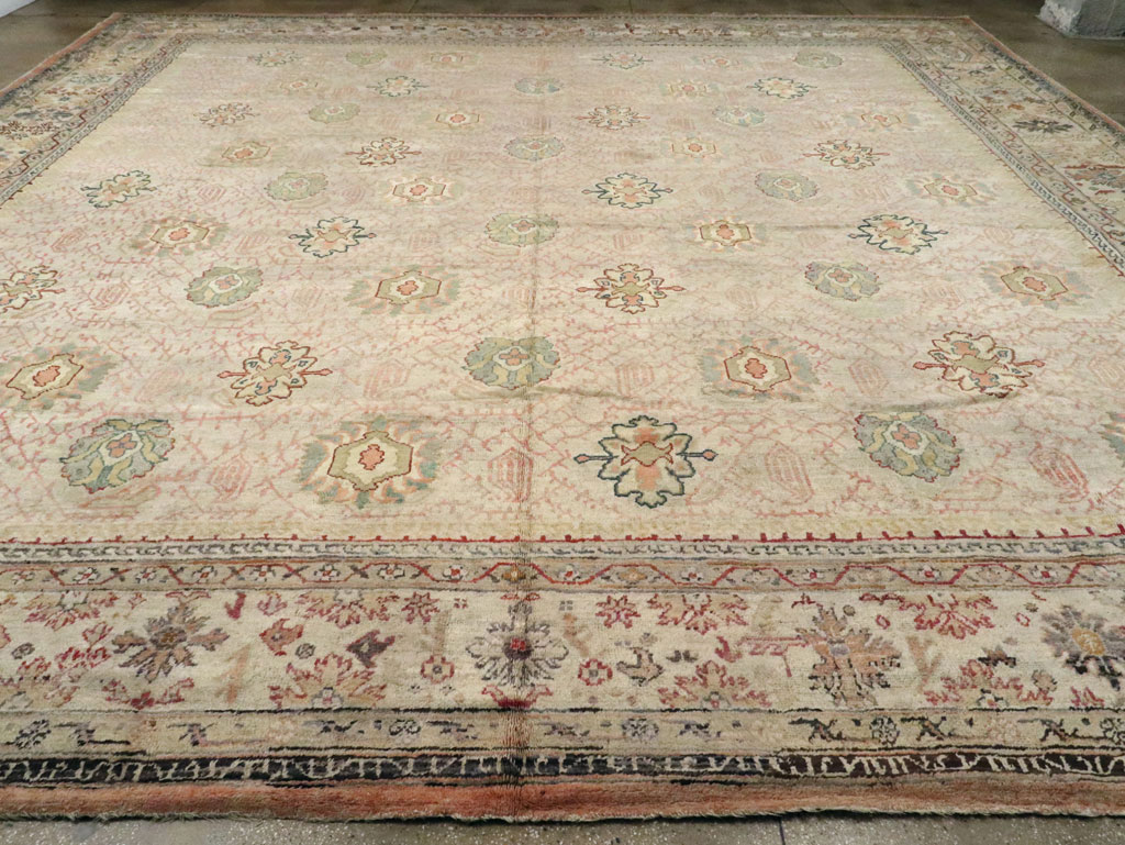 Antique Turkish Oushak Square Carpet, No.8268 - Staging