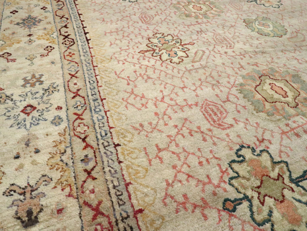 Antique Turkish Oushak Square Carpet, No.8268 - Staging