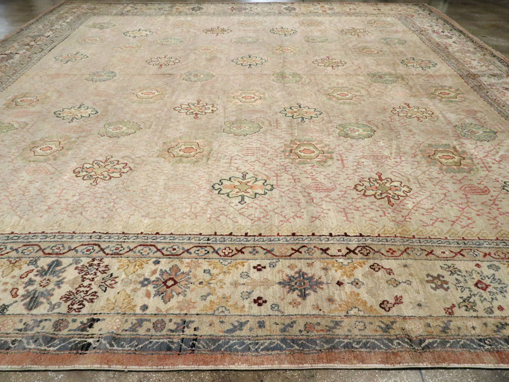 Antique Turkish Oushak Square Carpet, No.8268 - Staging