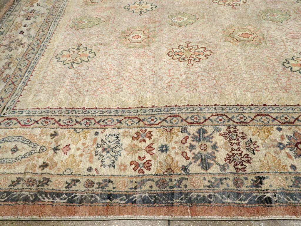 Antique Turkish Oushak Square Carpet, No.8268 - Staging