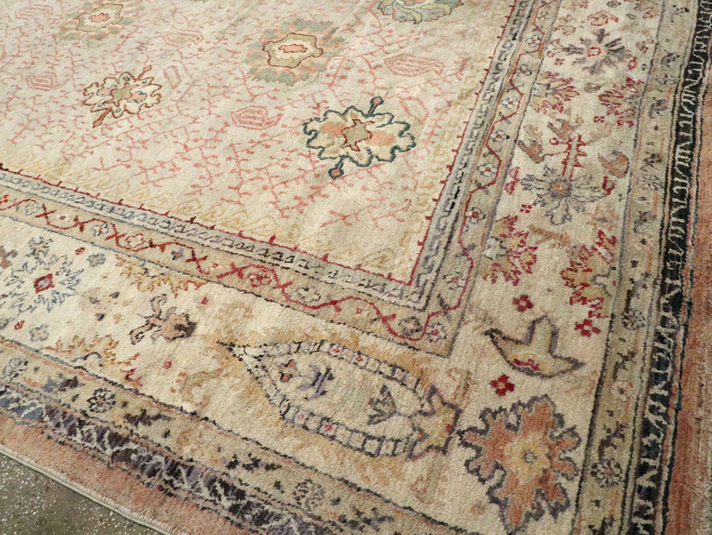 Antique Turkish Oushak Square Carpet, No.8268 - Staging