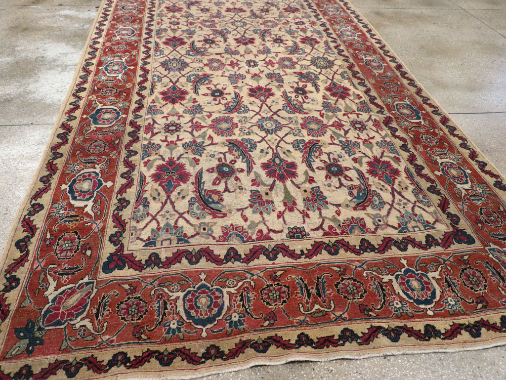 Antique Persian Tabriz Gallery Carpet, No.8295 - Staging