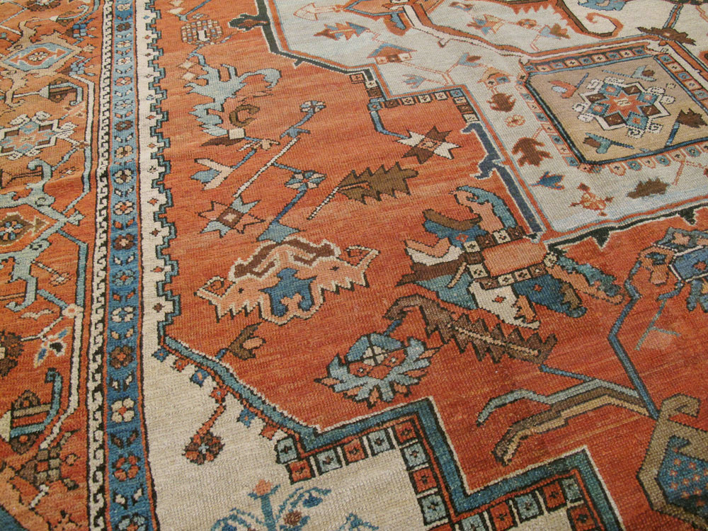 Antique Persian Serapi Carpet, No.8319 - Staging