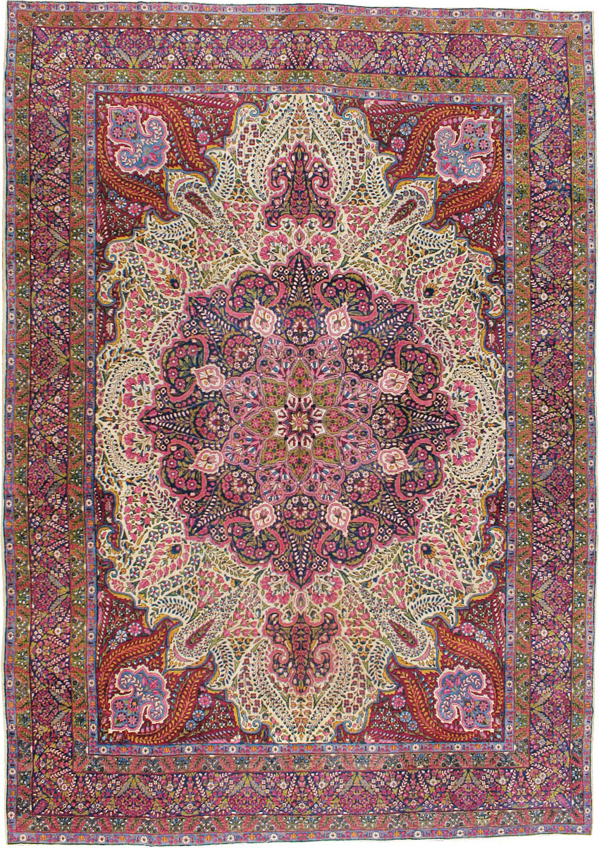Vintage Persian Yazd Carpet, No.8344 - Staging