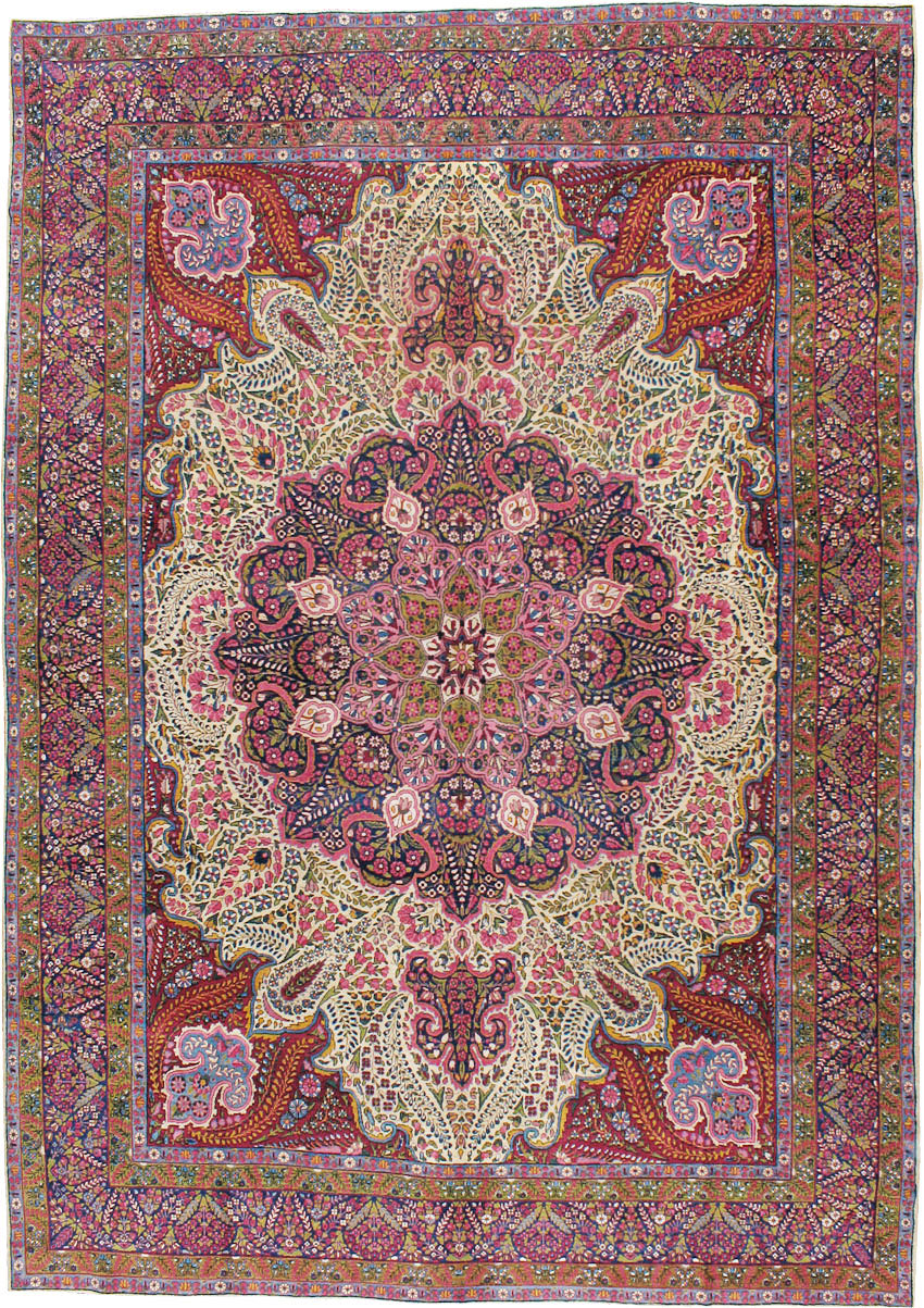 Vintage Persian Yazd Carpet, No.8344 - Staging