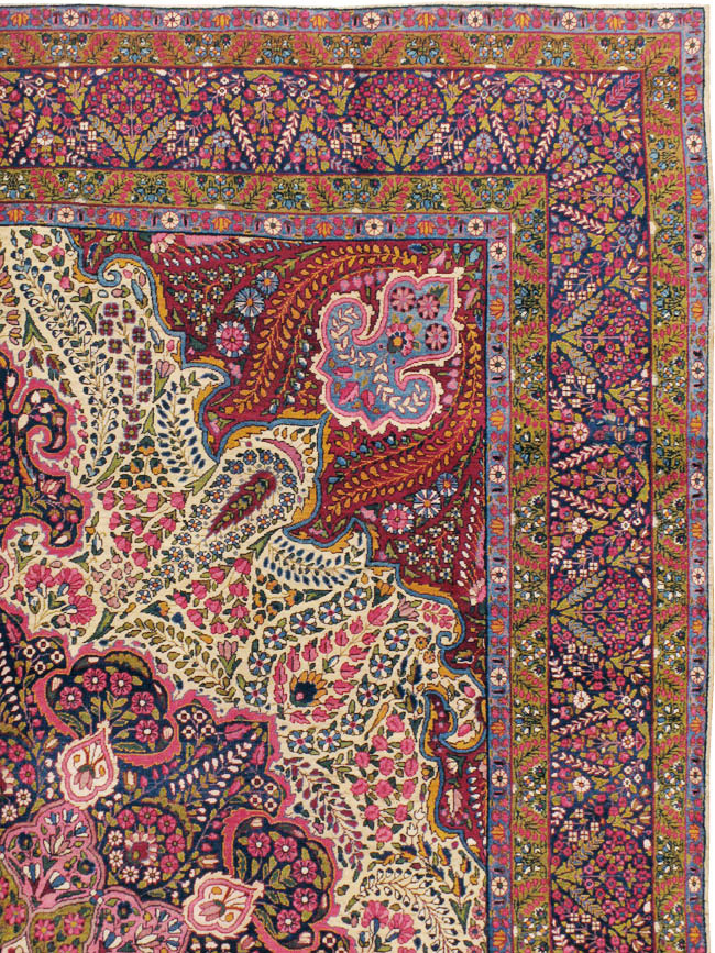 Vintage Persian Yazd Carpet, No.8344 - Staging