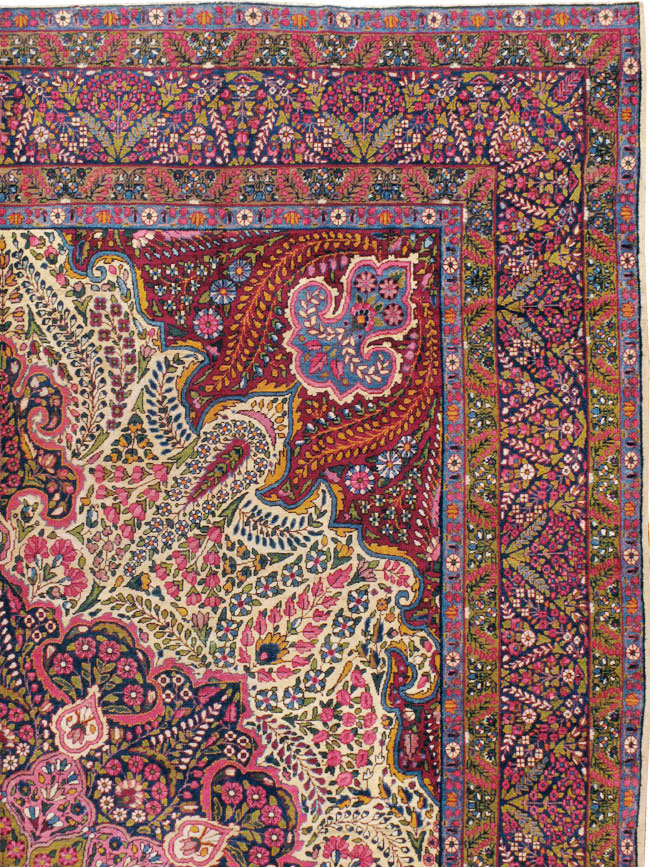 Vintage Persian Yazd Carpet, No.8344 - Staging