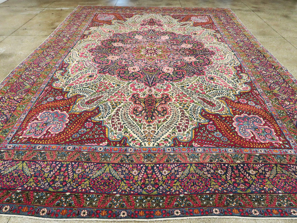 Vintage Persian Yazd Carpet, No.8344 - Staging