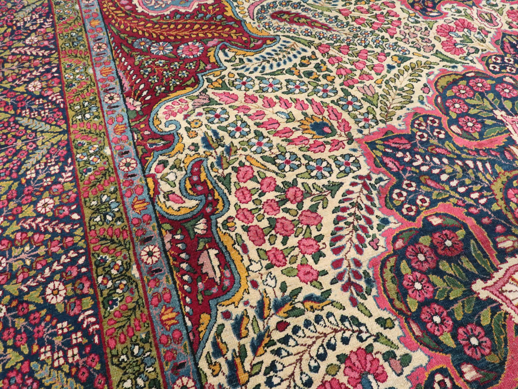 Vintage Persian Yazd Carpet, No.8344 - Staging