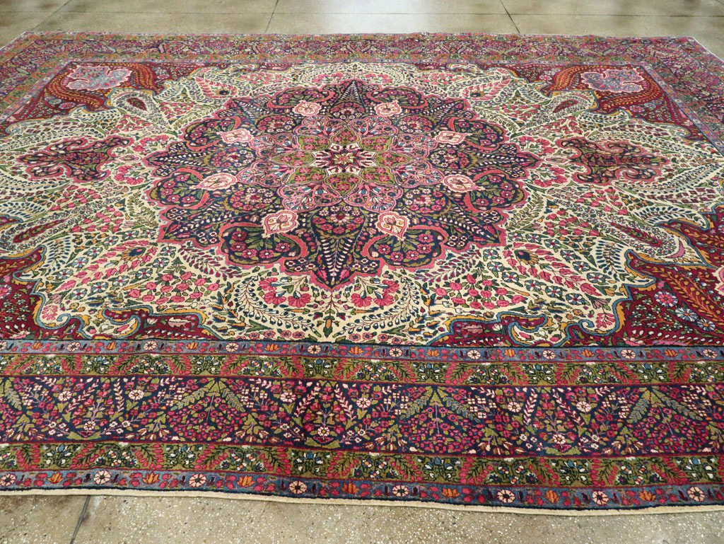 Vintage Persian Yazd Carpet, No.8344 - Staging