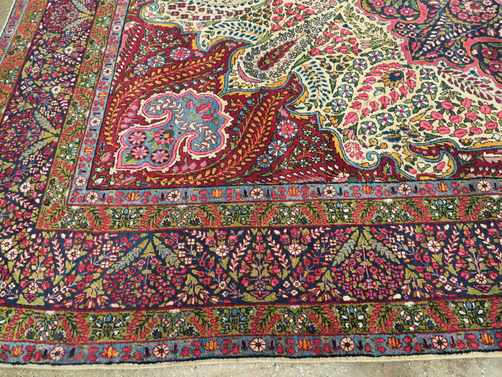 Vintage Persian Yazd Carpet, No.8344 - Staging