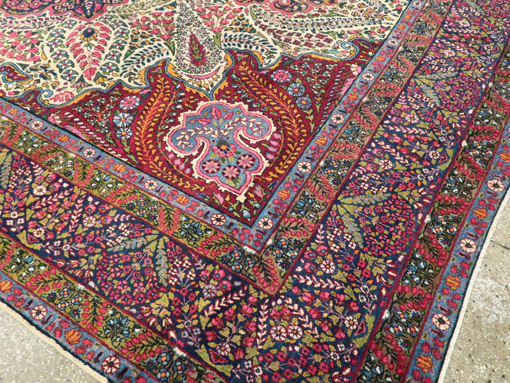 Vintage Persian Yazd Carpet, No.8344 - Staging