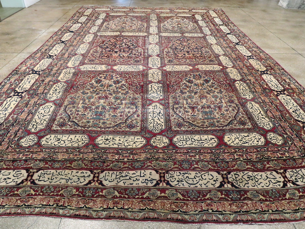 Antique Persian Lavar Kerman Carpet, No.8346 - Staging
