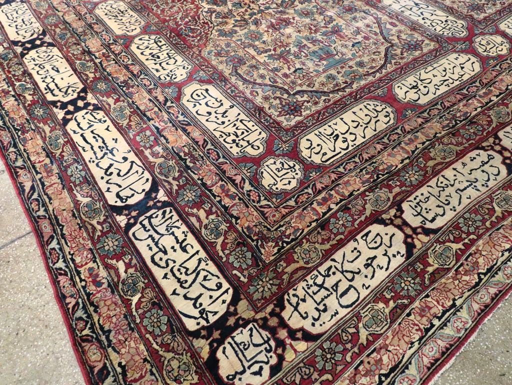 Antique Persian Lavar Kerman Carpet, No.8346 - Staging