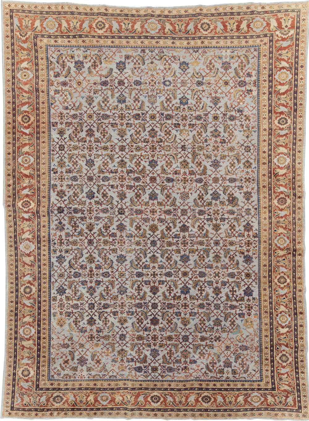Antique Persian Mahal Room Size Carpet, No.8347 - Staging