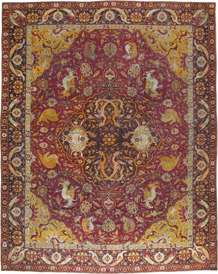Antique Indian Amritsar Pictorial Carpet, No.8349 - Staging