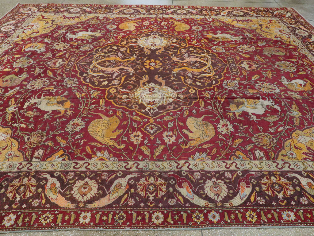 Antique Indian Amritsar Pictorial Carpet, No.8349 - Staging